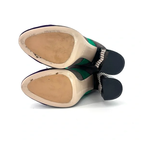 Miu Miu SS2016 Suede Patchwork Colorblock Crystal Embellished High Heel Boots 40 - Picture 9 of 10